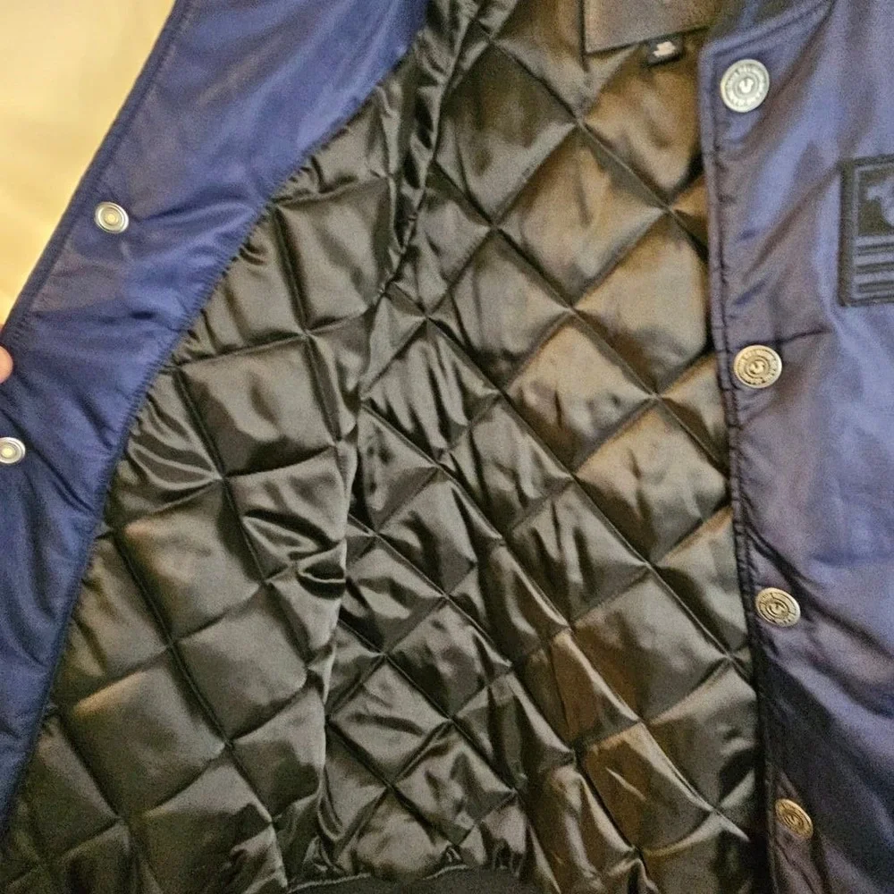 True Religion Nylon Bomber Jacket Blue Black Size S